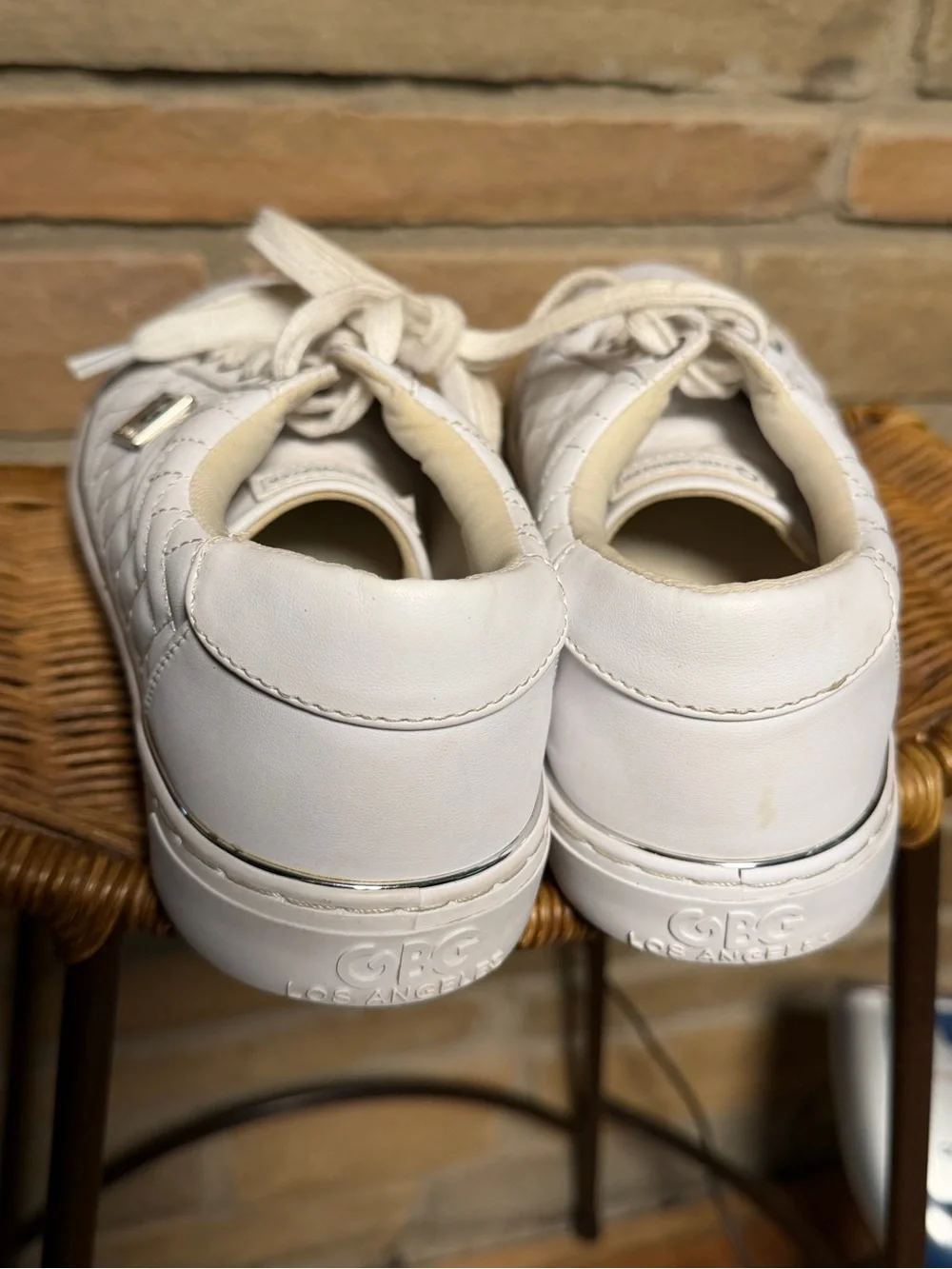 G by Guess White Quilted Lace-Up Women's Sneakers. Size 10